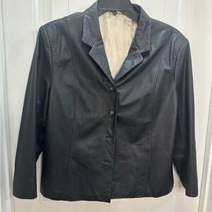 VTG  Black Leather Women's Jacket 4 button L